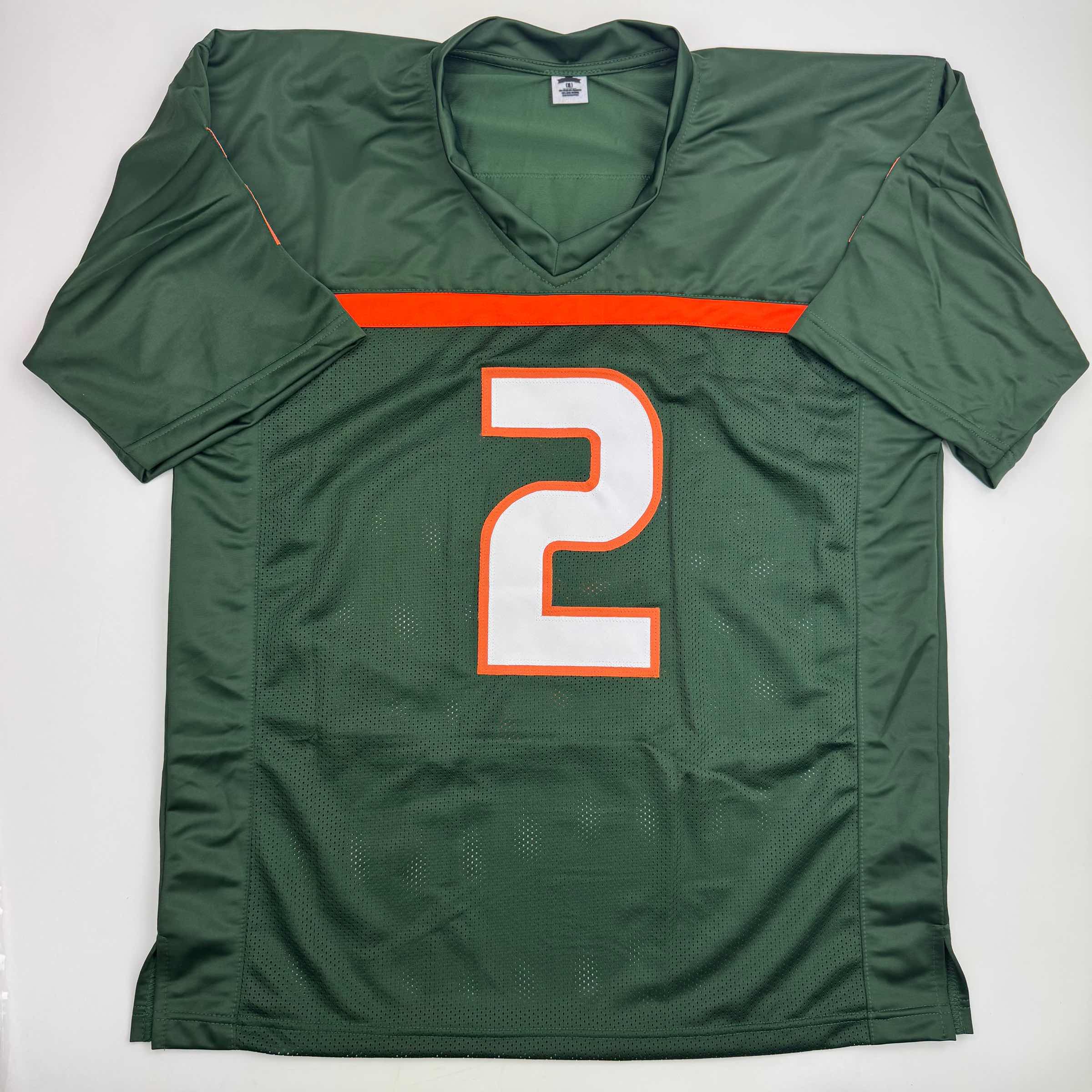 Autographed/Signed Willis McGahee "01 Champs" Miami Green College Football Jersey Beckett BAS COA - Image 4