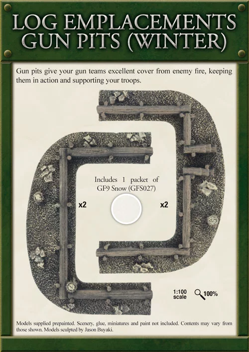 Flames of War: Log Emplacements Gun Pits - Winter - Image 2
