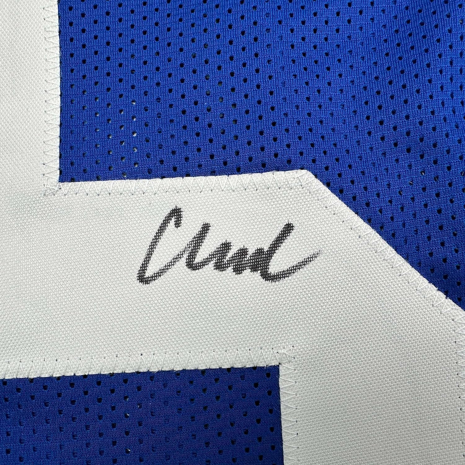 Framed Autographed/Signed Abdul Carter 35x39 New York Blue Football Jersey Beckett BAS COA - Image 2