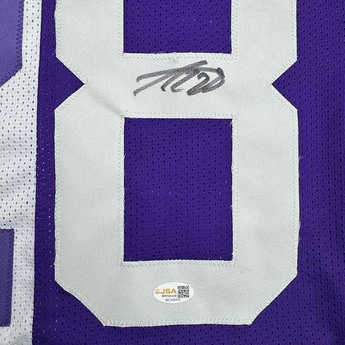 Framed Autographed/Signed Adrian Peterson 35x39 Minnesota Split Football Jersey JSA COA - Image 2