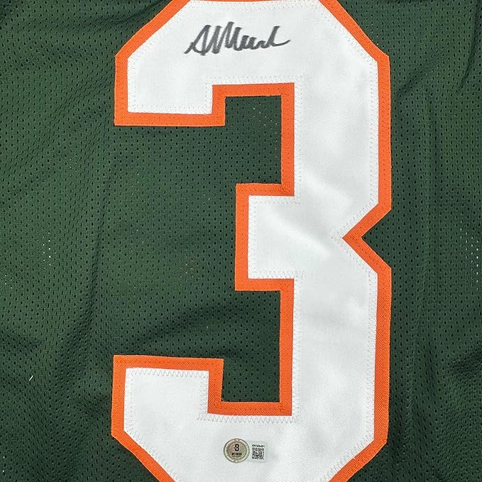 Framed Autographed/Signed Akheem Mesidor 35x39 Miami Green College Football Jersey Beckett BAS COA - Image 2