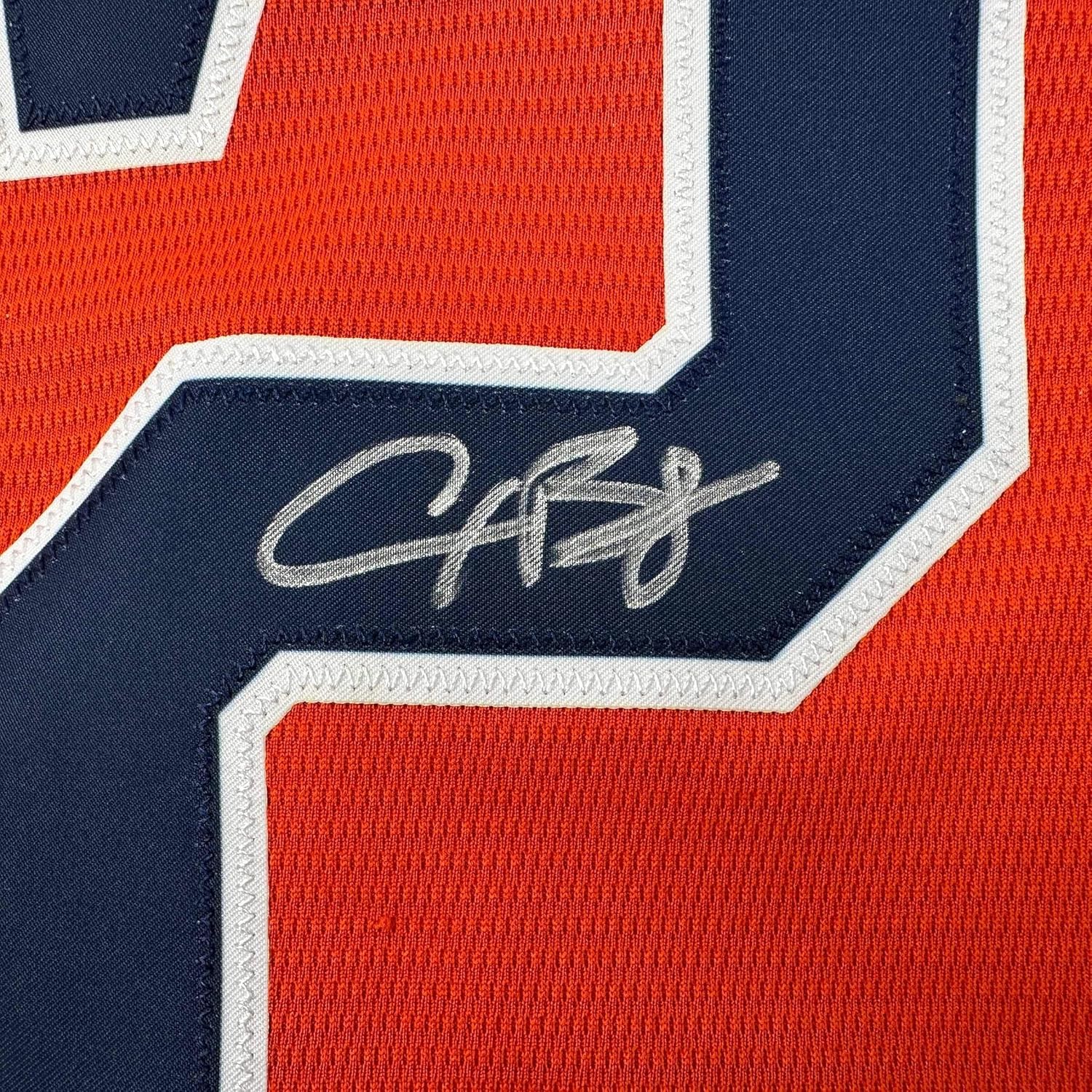 Framed Autographed/Signed Alex Bregman 35x39 Houston Astros Authentic Orange Baseball Jersey Beckett BAS COA - Image 2