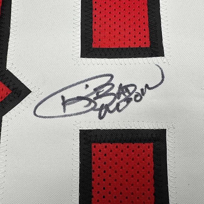 Framed Autographed/Signed Andre Rison 35x39 Atlanta Red Football Jersey Beckett BAS COA - Image 2