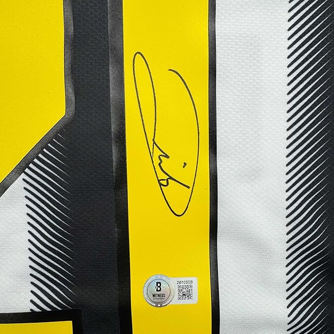 Framed Autographed/Signed Andrea Pirlo 35x39 Juventus White Soccer Jersey Beckett BAS COA - Image 2