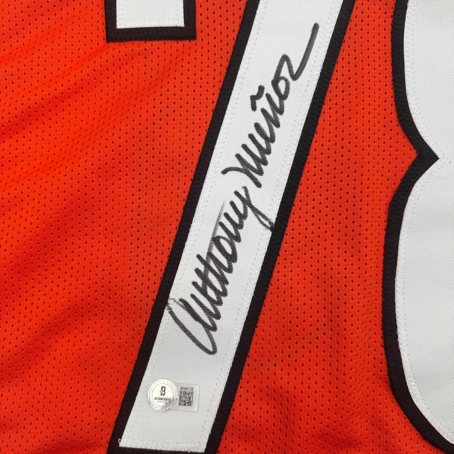 Framed Autographed/Signed Anthony Munoz 35x39 Cincinnati Orange Football Jersey Beckett BAS COA - Image 2