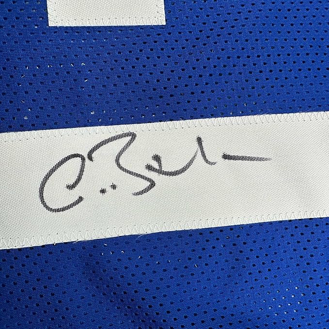 Framed Autographed/Signed Antoine Bethea 35x39 Indianapolis Blue Football Jersey JSA COA - Image 2