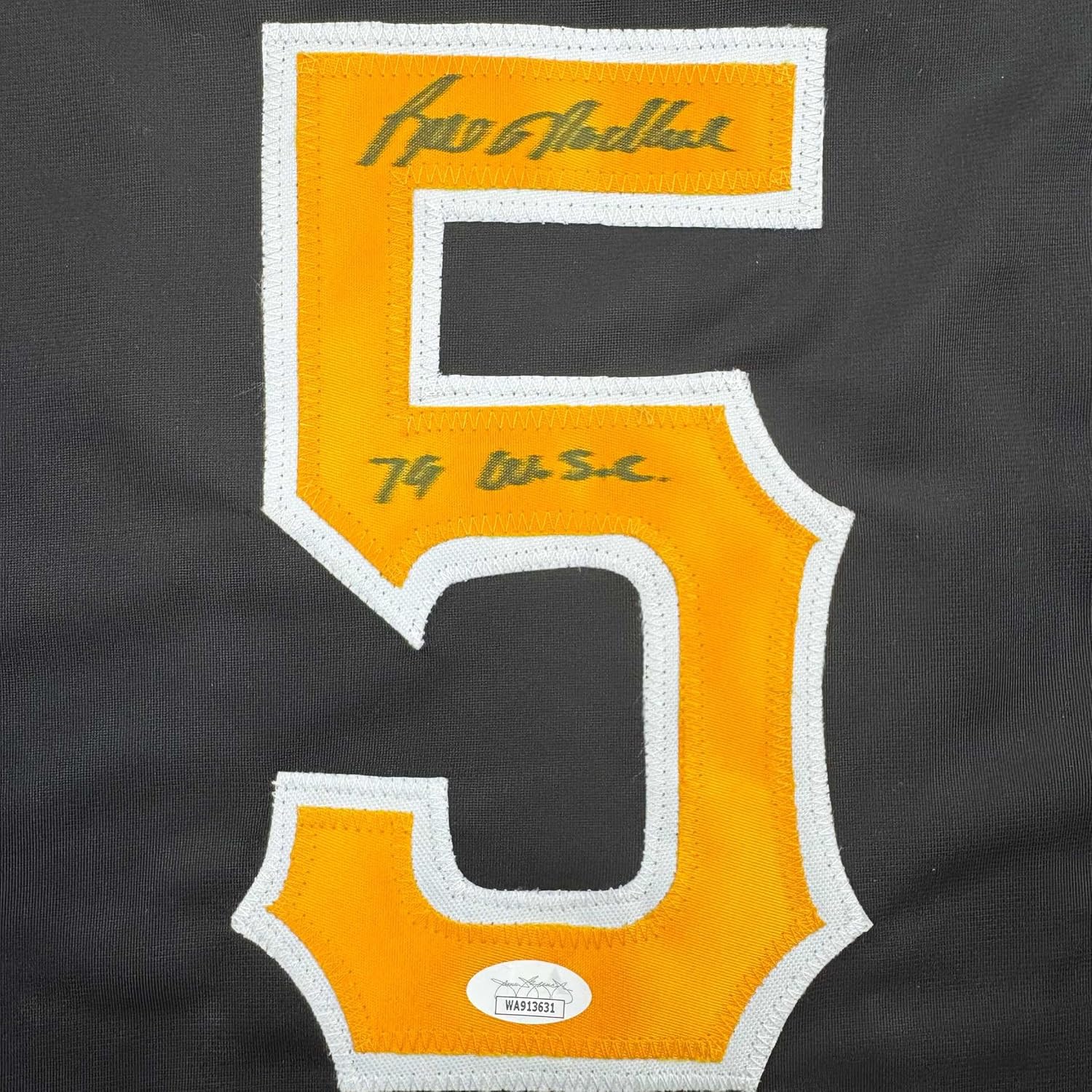 Framed Autographed/Signed Bill Madlock 35x39 Pittsburgh Black Baseball Jersey JSA COA - Image 2