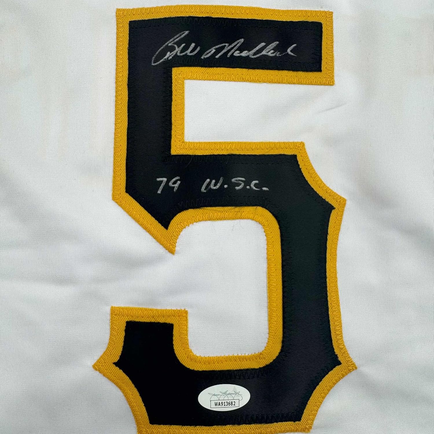Framed Autographed/Signed Bill Madlock 35x39 Pittsburgh White Baseball Jersey JSA COA - Image 2