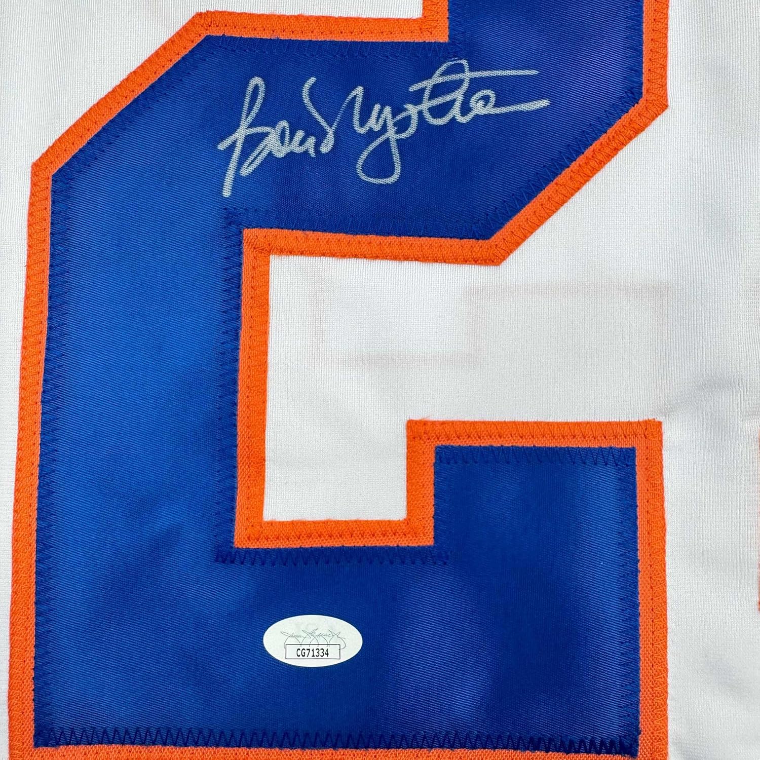 Framed Autographed/Signed Bob Nystrom 35x39 New York White Hockey Jersey JSA COA - Image 2
