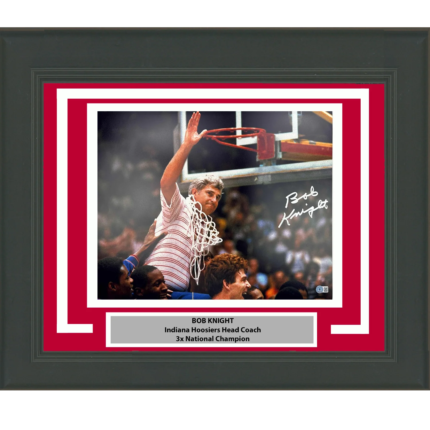Framed Autographed/Signed Bobby Bob Knight Net Indiana Hoosiers 16x20 College Basketball Photo Beckett BAS COA