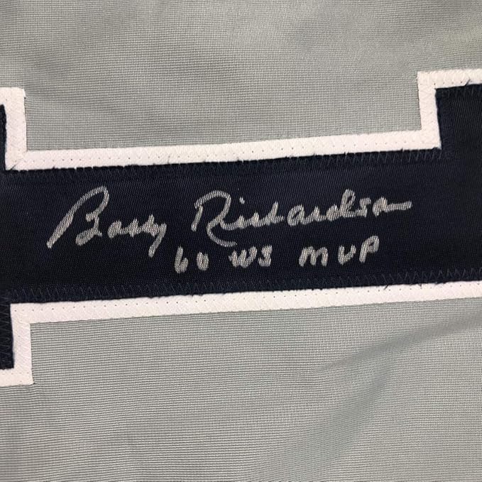 Framed Autographed/Signed Bobby Richardson 35x39 60 WS MVP New York Grey Baseball Jersey JSA COA - Image 2