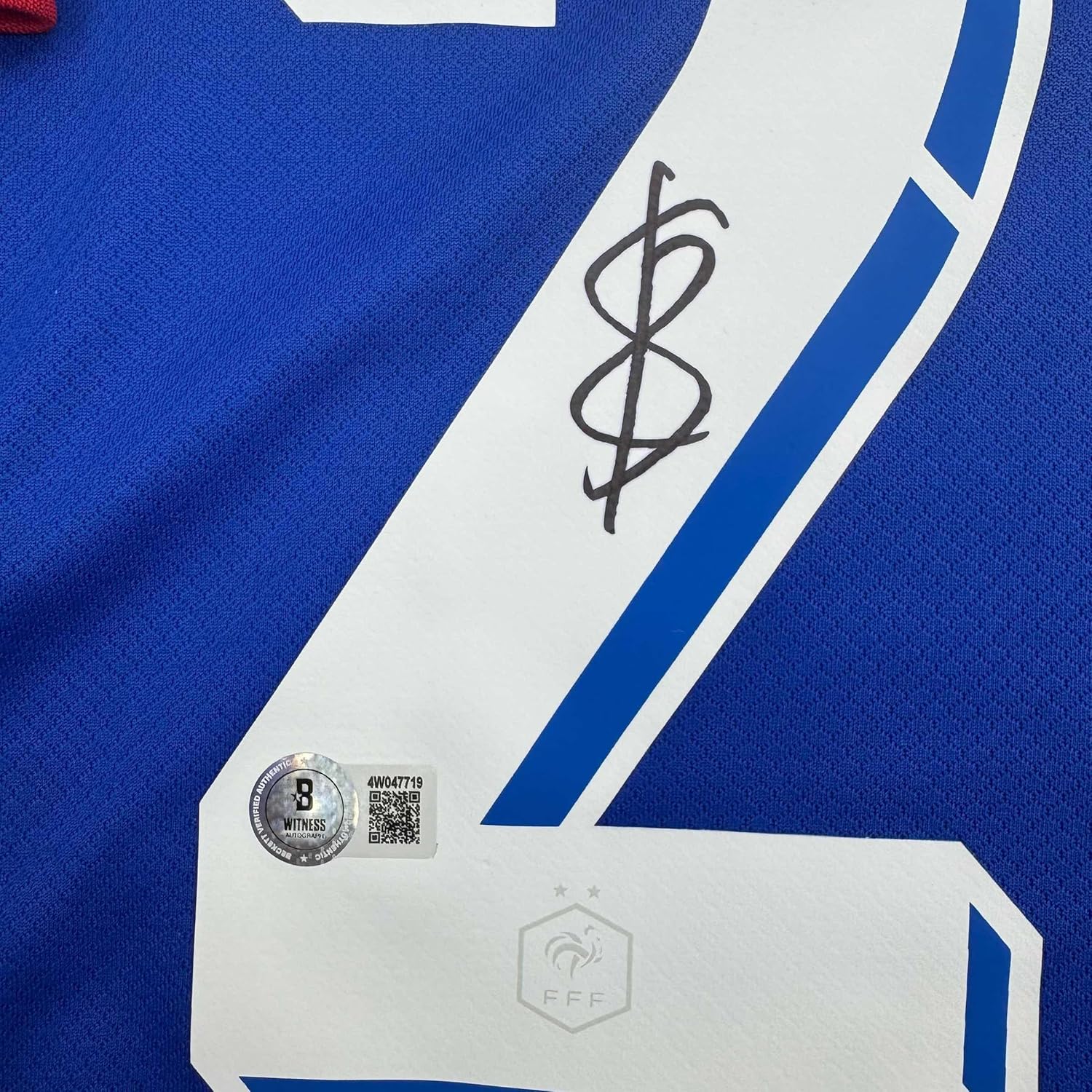 Framed Autographed/Signed Bradley Barcola 35x39 France French National Team Blue Soccer Jersey Beckett BAS COA - Image 2