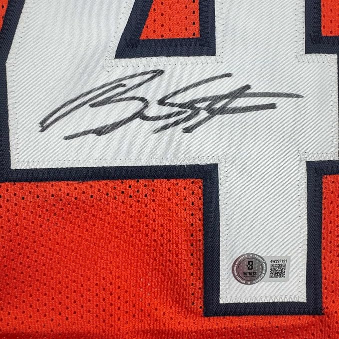 Framed Autographed/Signed Brandon Stokley 35x39 Denver Orange Football Jersey Beckett BAS COA - Image 2