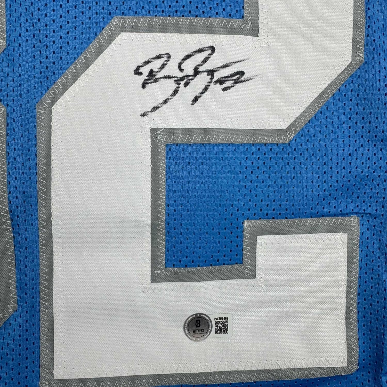 Framed Autographed/Signed Brian Branch 35x39 Detroit Blue Football Jersey Beckett BAS COA - Image 2