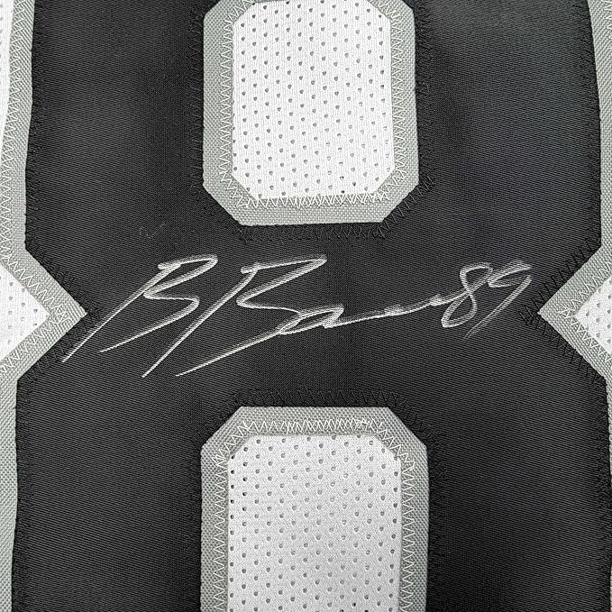 Framed Autographed/Signed Brock Bowers 35x39 Las Vegas Oakland White Football Jersey Beckett BAS COA - Image 2