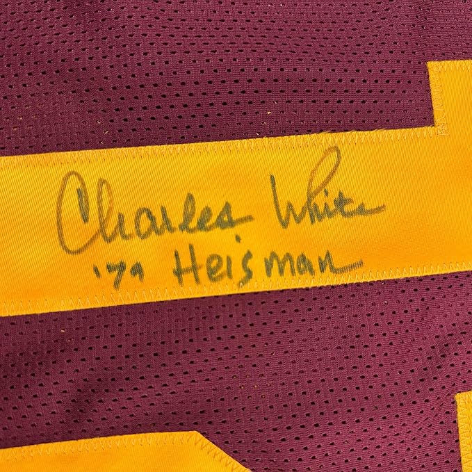 Framed Autographed/Signed Charles White 35x39 79 Heisman USC Southen Cal Maroon College Football Jersey JSA COA - Image 2