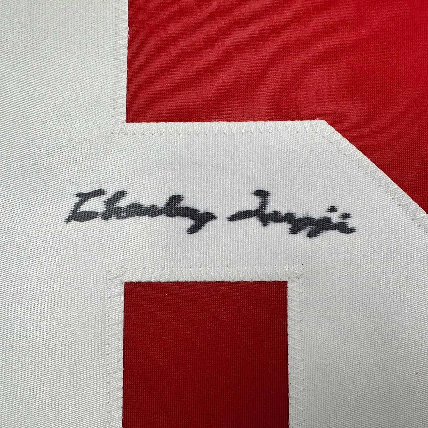 Framed Autographed/Signed Charley Trippi 35xx39 Arizona Red Football Jersey JSA COA - Image 2