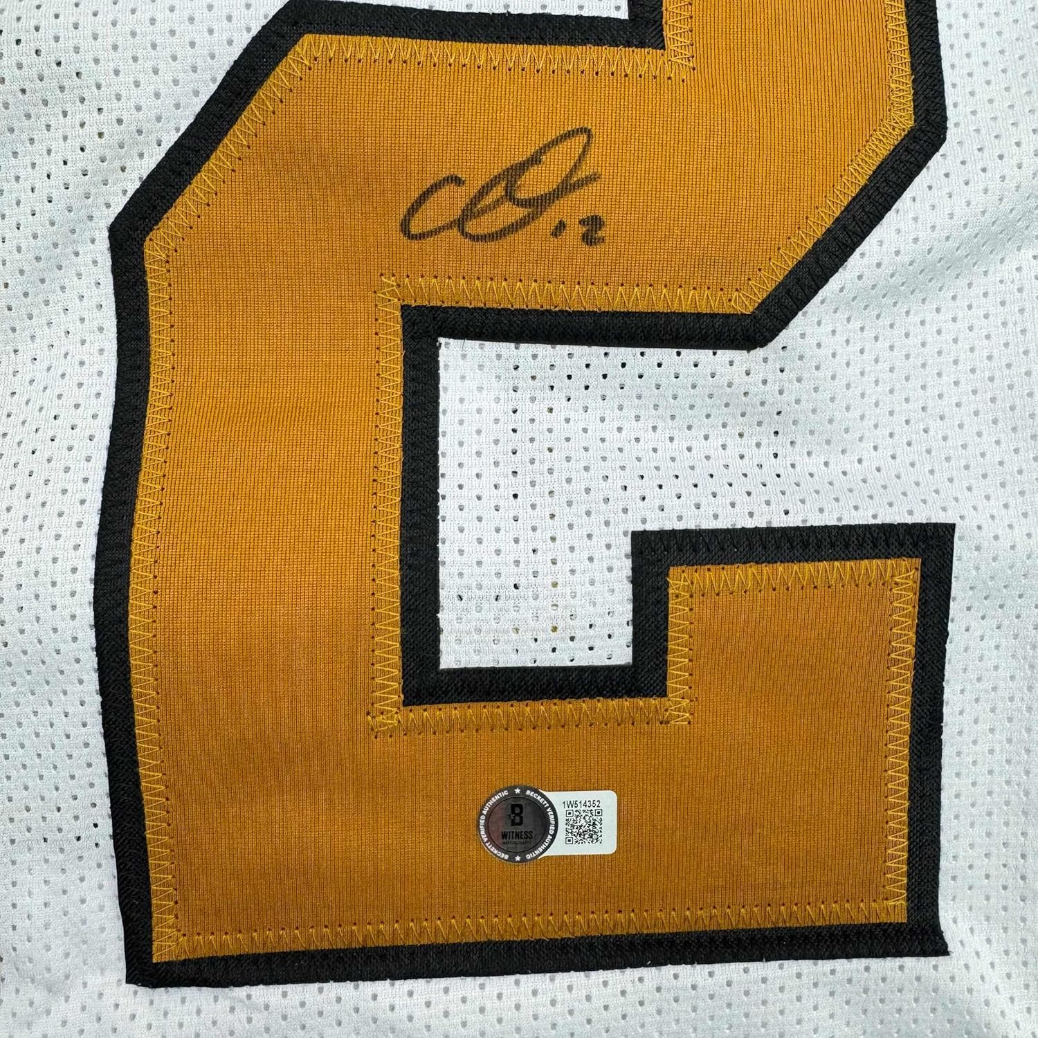 Framed Autographed/Signed Chris Olave 35x39 New Orleans White Color Rush Football Jersey Beckett BAS COA - Image 2