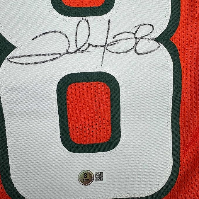 Framed Autographed/Signed Clinton Portis 35x39 Miami Orange College Football Jersey Beckett BAS COA - Image 2