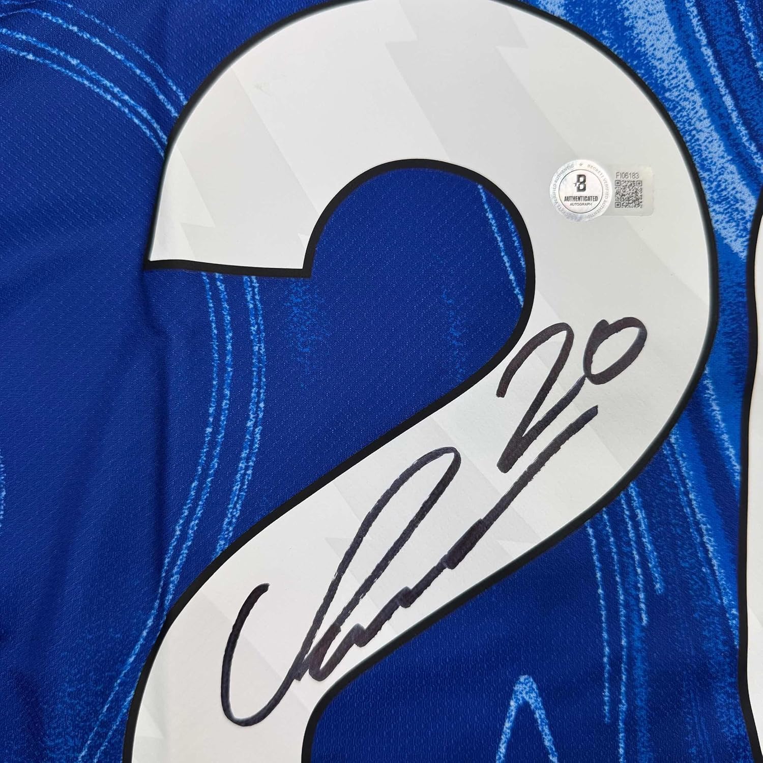 Framed Autographed/Signed Cole Palmer 35x39 Chelsea FC Blue Soccer Futbol Jersey Beckett BAS COA - Image 2