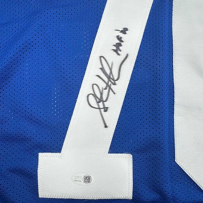 Framed Autographed/Signed Curt Warner 35x39 "3x Pro Bowl" Seattle Blue Retro Football Jersey Beckett BAS COA - Image 2