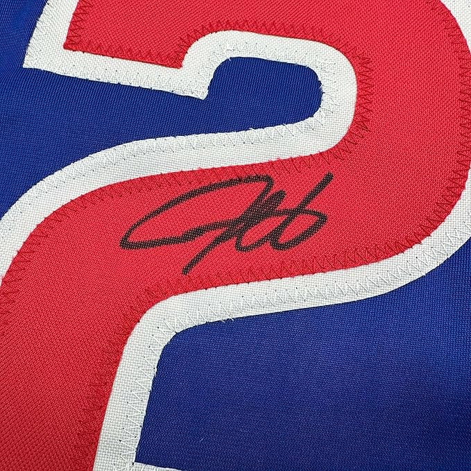 Framed Autographed/Signed Derrek Lee 35x39 Chicago Blue Baseball Jersey Beckett BAS COA - Image 2