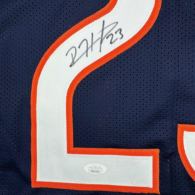 Framed Autographed/Signed Devin Hester 35x39 Chicago Blue Stat Football Jersey JSA COA - Image 2