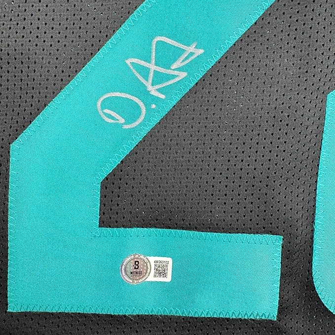 Framed Autographed/Signed De'Von DeVon Achane 35x39 Miami Black Football Jersey Beckett BAS COA - Image 2