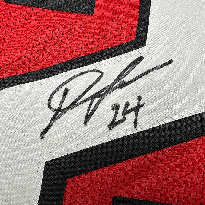 Framed Autographed/Signed Devonta Freeman 35x39 Atlanta Red Football Jersey Beckett BAS COA - Image 2