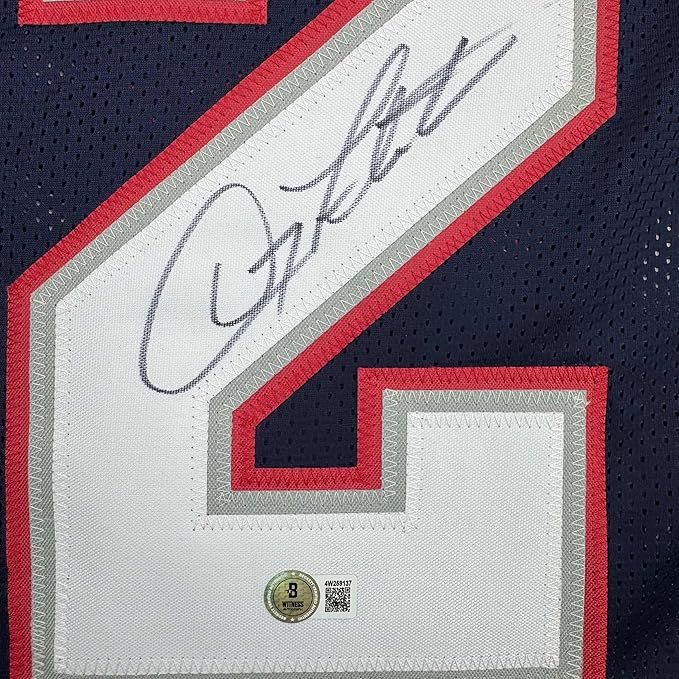 Framed Autographed/Signed Doug Flutie 35x39 New England Blue Football Jersey Beckett BAS COA - Image 2