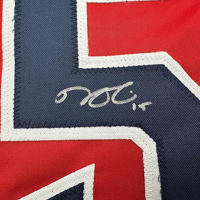 Framed Autographed/Signed Dustin Pedroia 35x39 Boston Red Baseball Jersey JSA COA - Image 2