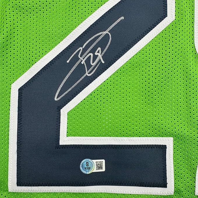 Framed Autographed/Signed Earl Thomas III 35x39 Seattle Green Football Jersey Beckett BAS COA - Image 2