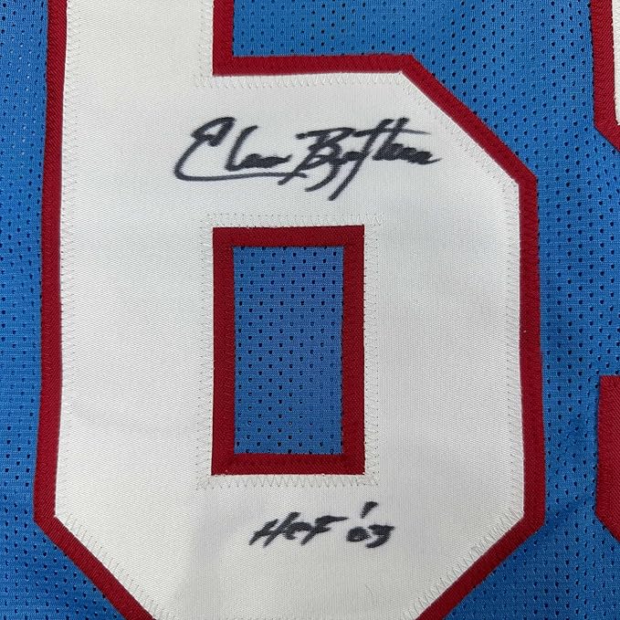 Framed Autographed/Signed Elvin Bethea 35x39 HOF 03 Tennessee Retro Light Blue Football Jersey JSA COA - Image 2