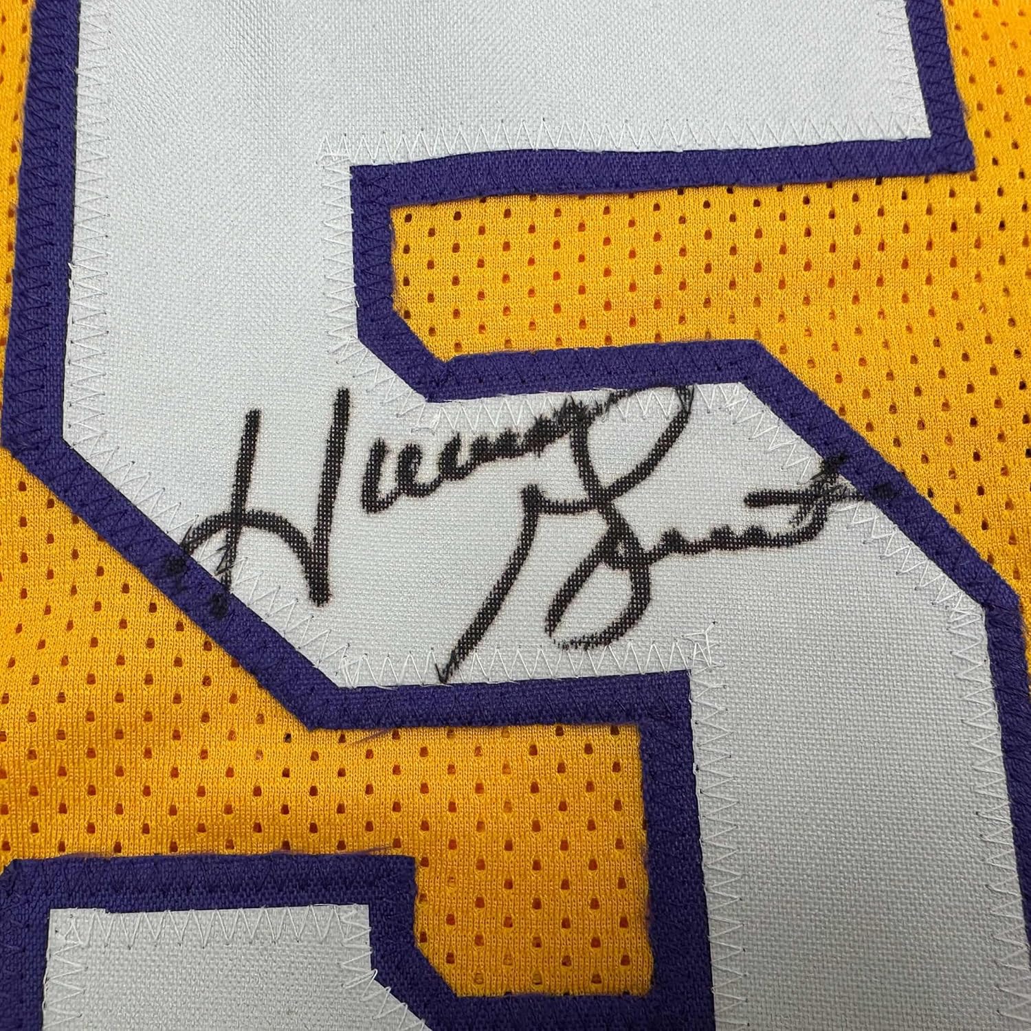 Framed Autographed/Signed Horace Grant 35x39 Los Angeles Yellow Basketball Jersey JSA COA - Image 2
