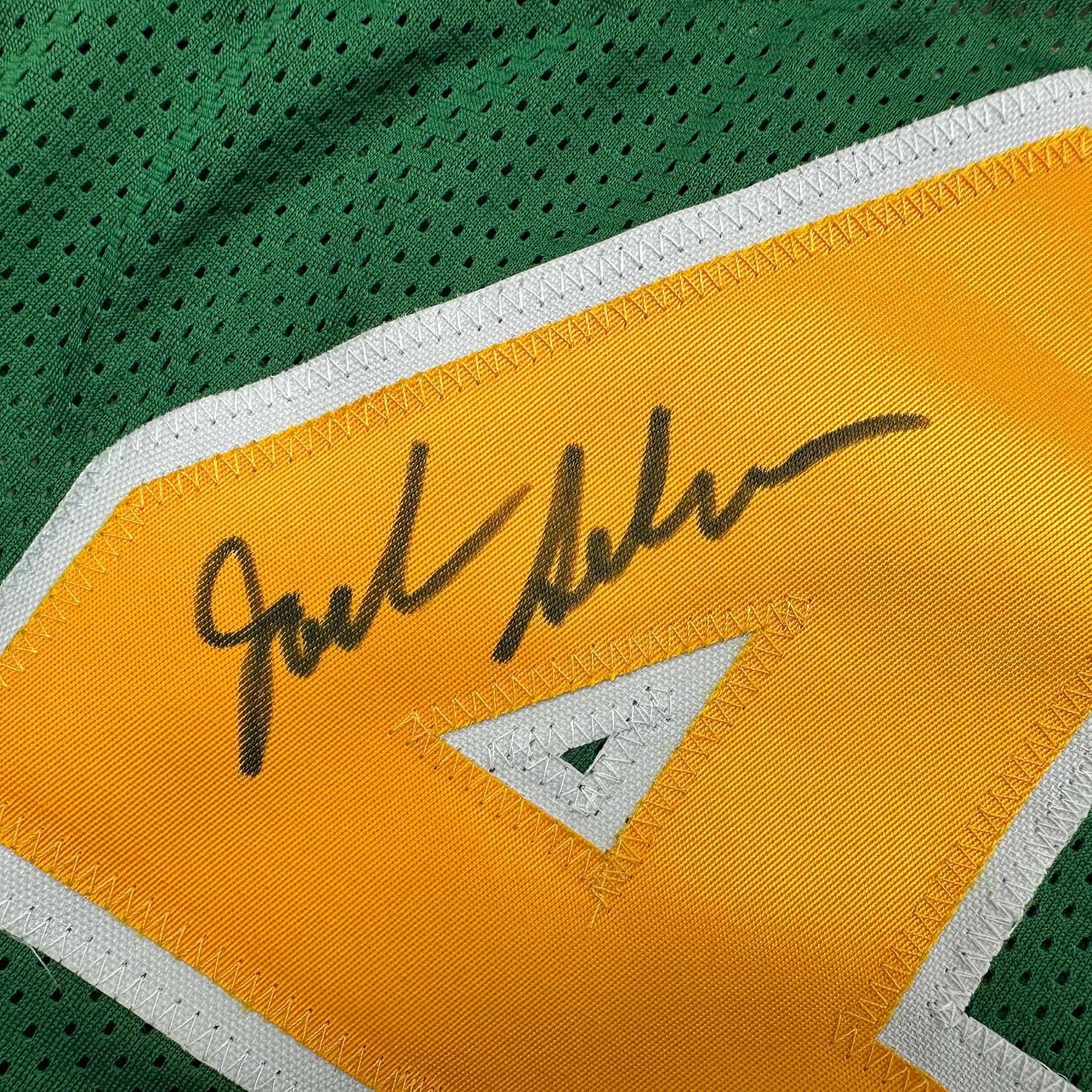 Framed Autographed/Signed Jack Sikma 35x39 Seattle Green Basketball Jersey JSA COA - Image 2