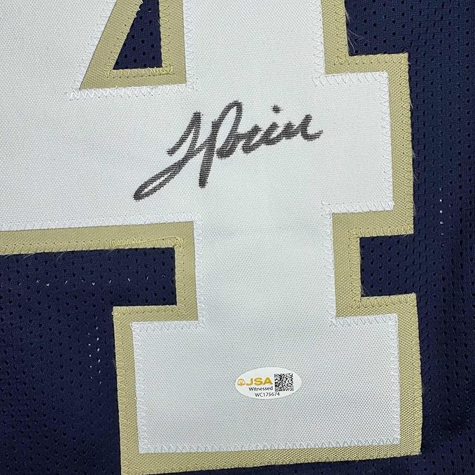 Framed Autographed/Signed JaDarian Price 35x39 Notre Dame Blue College Football Jersey JSA COA - Image 2
