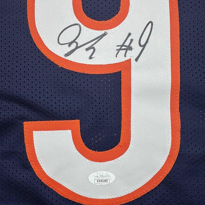 Framed Autographed/Signed Jaquan Brisker 35x39 Chicago Blue Football Jersey JSA COA - Image 2