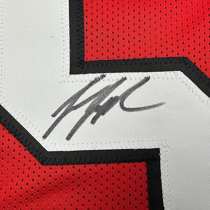 Framed Autographed/Signed Jessie Tuggle 35x39 Atlanta Red Football Jersey JSA COA - Image 2