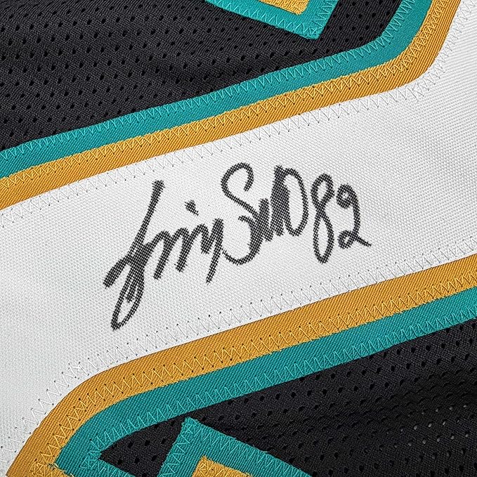 Framed Autographed/Signed Jimmy Smith 35x39 Jacksonville Black Football Jersey Beckett BAS COA - Image 2