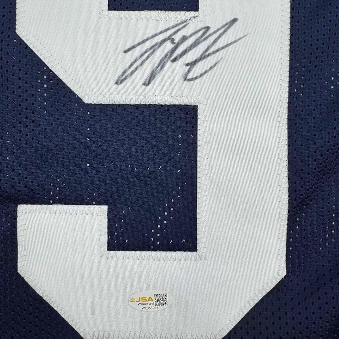 Framed Autographed/Signed Joey Porter Jr. 35x39 Penn State Blue College Football Jersey Beckett BAS COA - Image 2