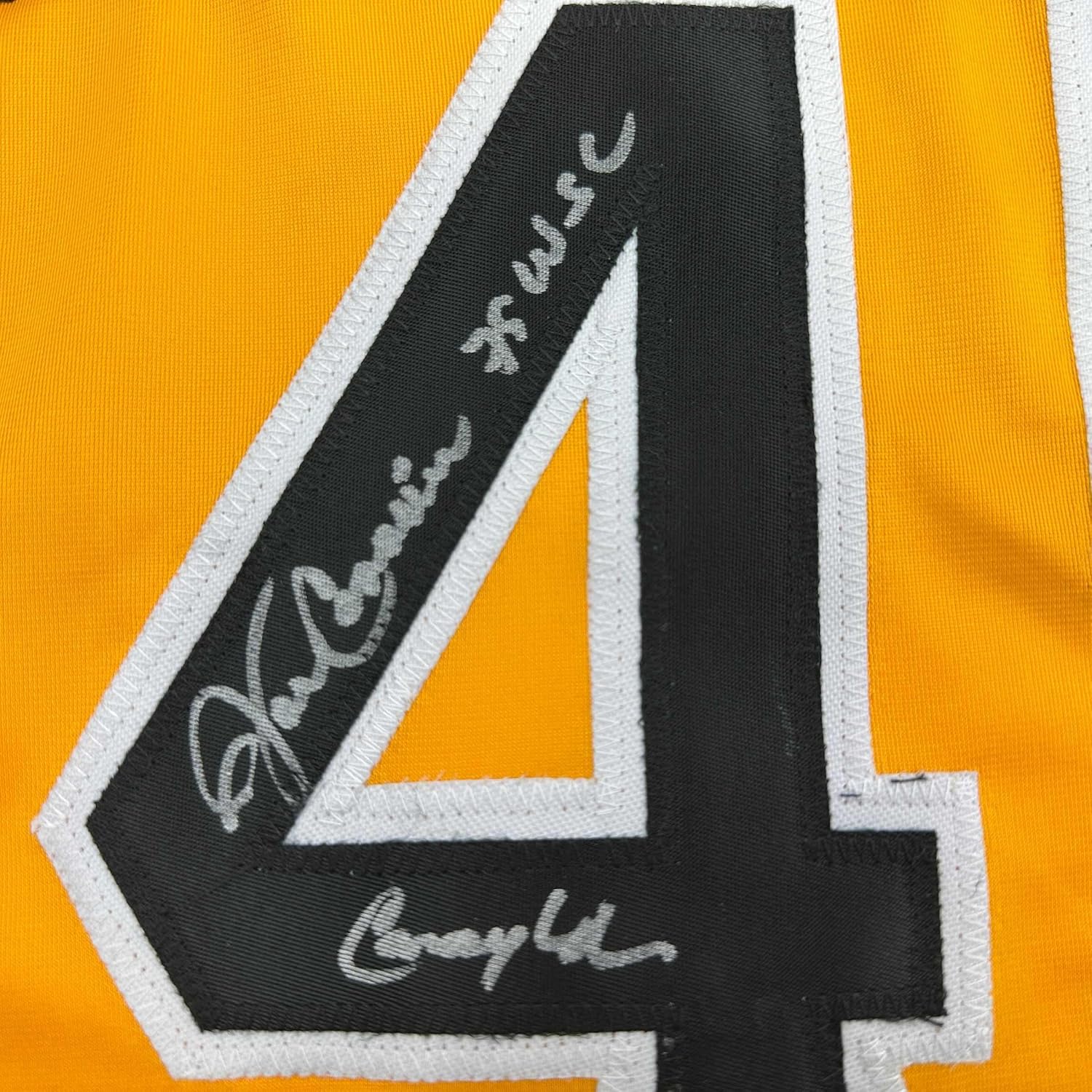 Framed Autographed/Signed John Candelaria 35x39 Pittsburgh Yellow Baseball Jersey JSA COA - Image 2