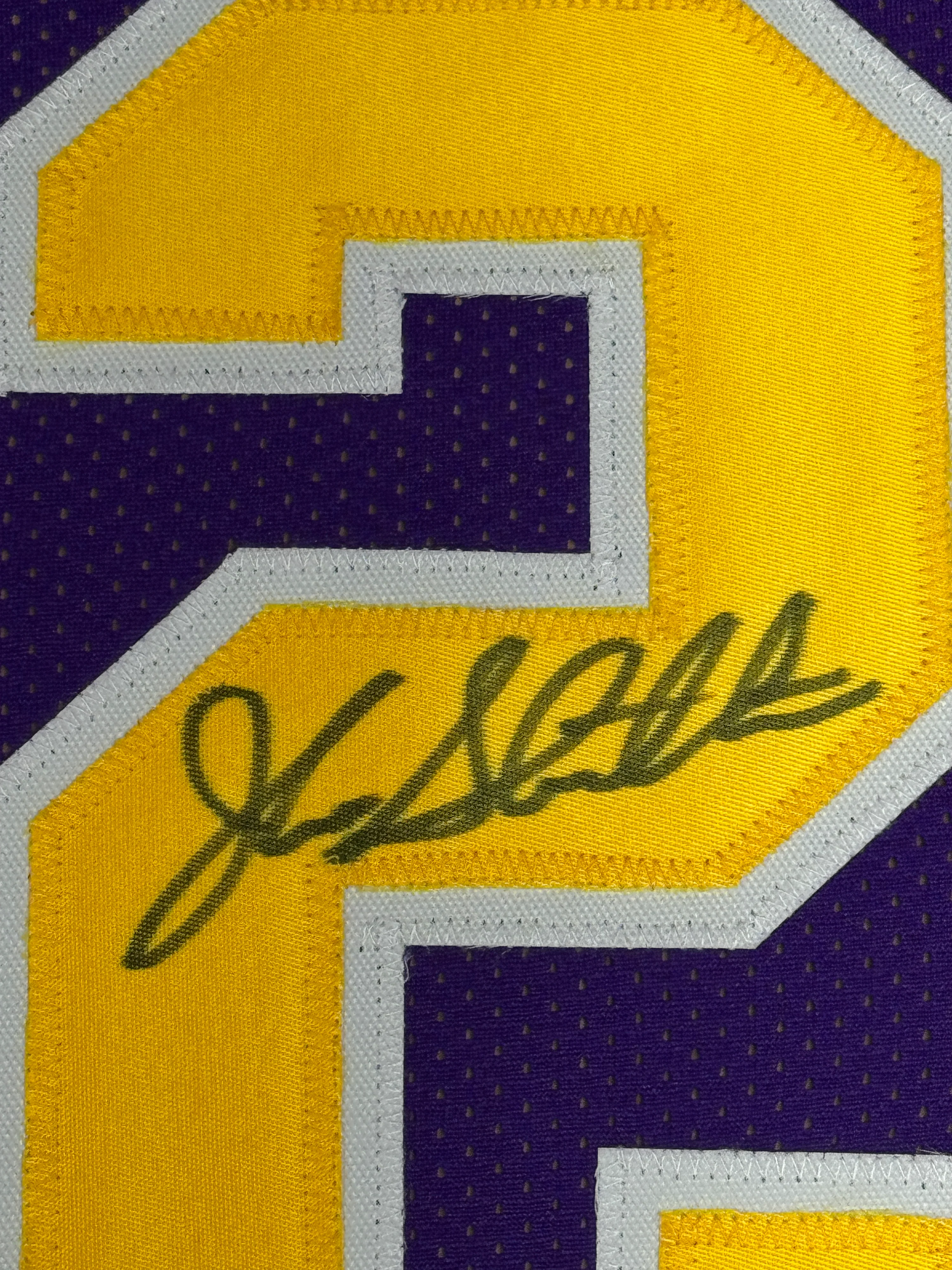 Framed Autographed/Signed John Stockton 35x39 Utah Purple Basketball Jersey Beckett BAS COA - Image 2