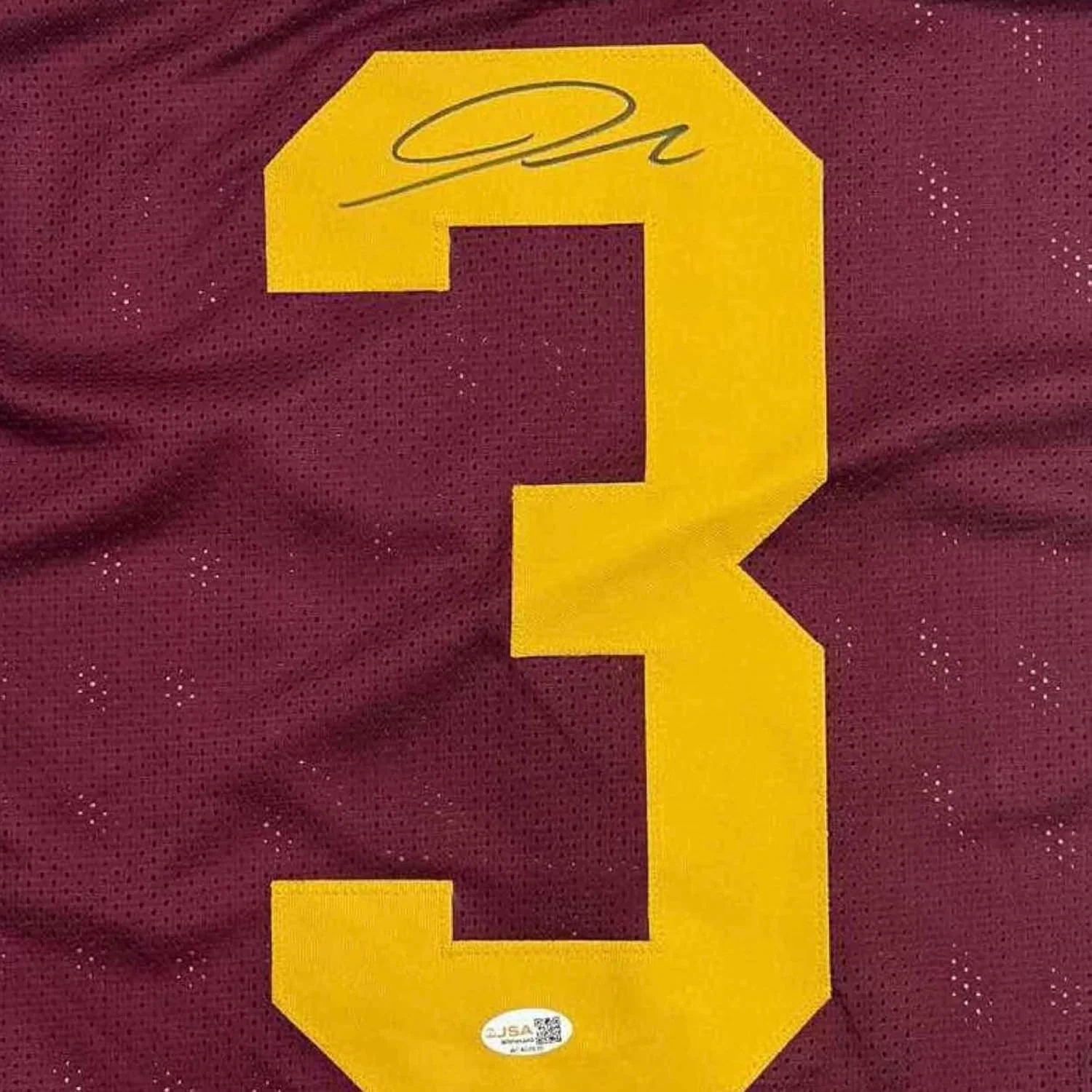 Framed Autographed/Signed Jordan Addison 35x39 USC Southern Cal Red College Football Jersey JSA COA - Image 2