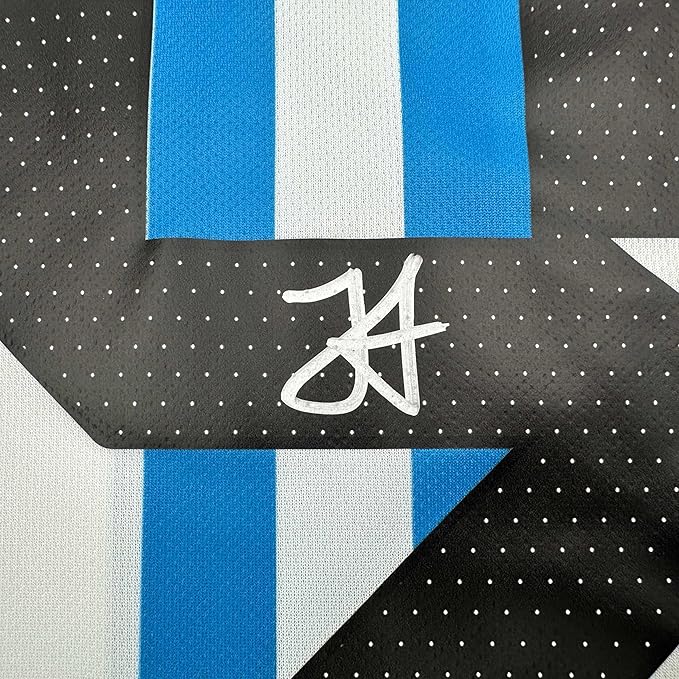 Framed Autographed/Signed Julian Alvarez 35x39 Argentina Blue/White Soccer World Cup Jersey Beckett BAS COA - Image 2