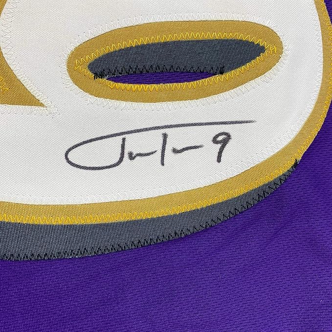 Framed Autographed/Signed Justin Tucker 35x39 66 Yard GW FG Stat Baltimore Purple Football Jersey JSA COA - Image 2