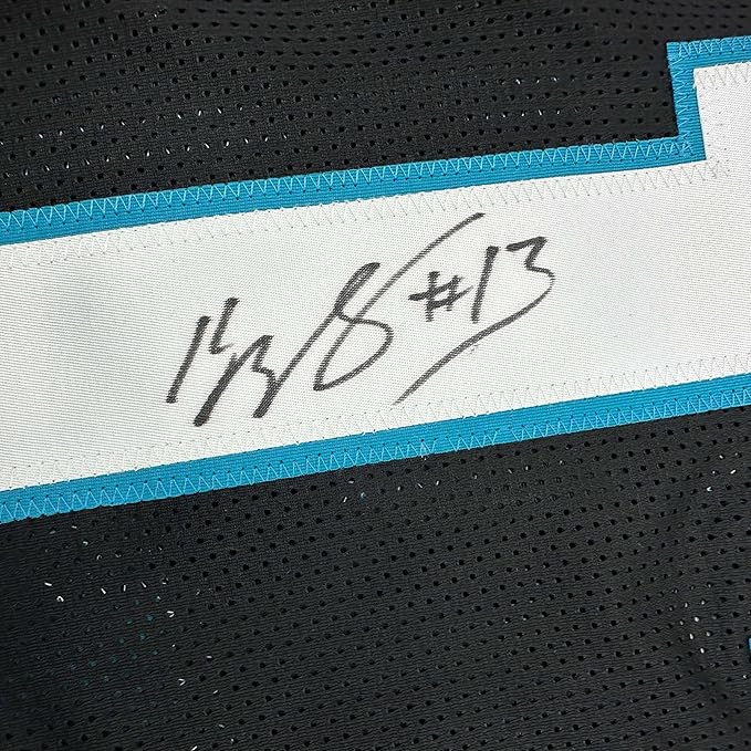Framed Autographed/Signed Kelvin Benjamin 35x39 Carolina Black Football Jersey JSA COA - Image 2