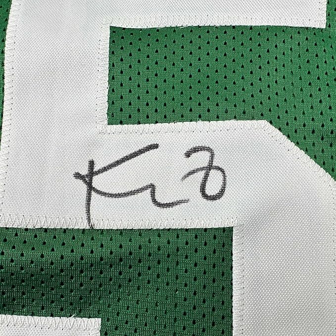 Framed Autographed/Signed Kevin Garnett 35x39 Boston Green Stat Basketball Jersey Beckett BAS COA - Image 2