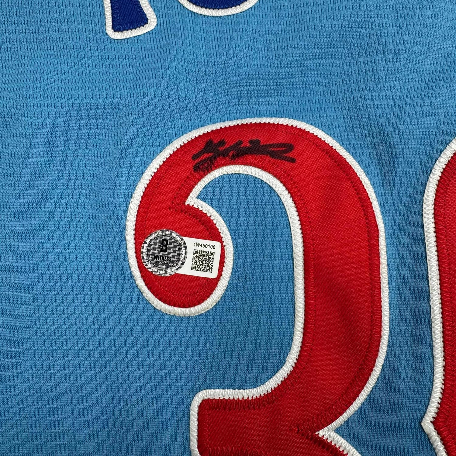 Framed Autographed/Signed Kyle Tucker 35x39 Chicago Blue Baseball Jersey Beckett BAS COA - Image 2