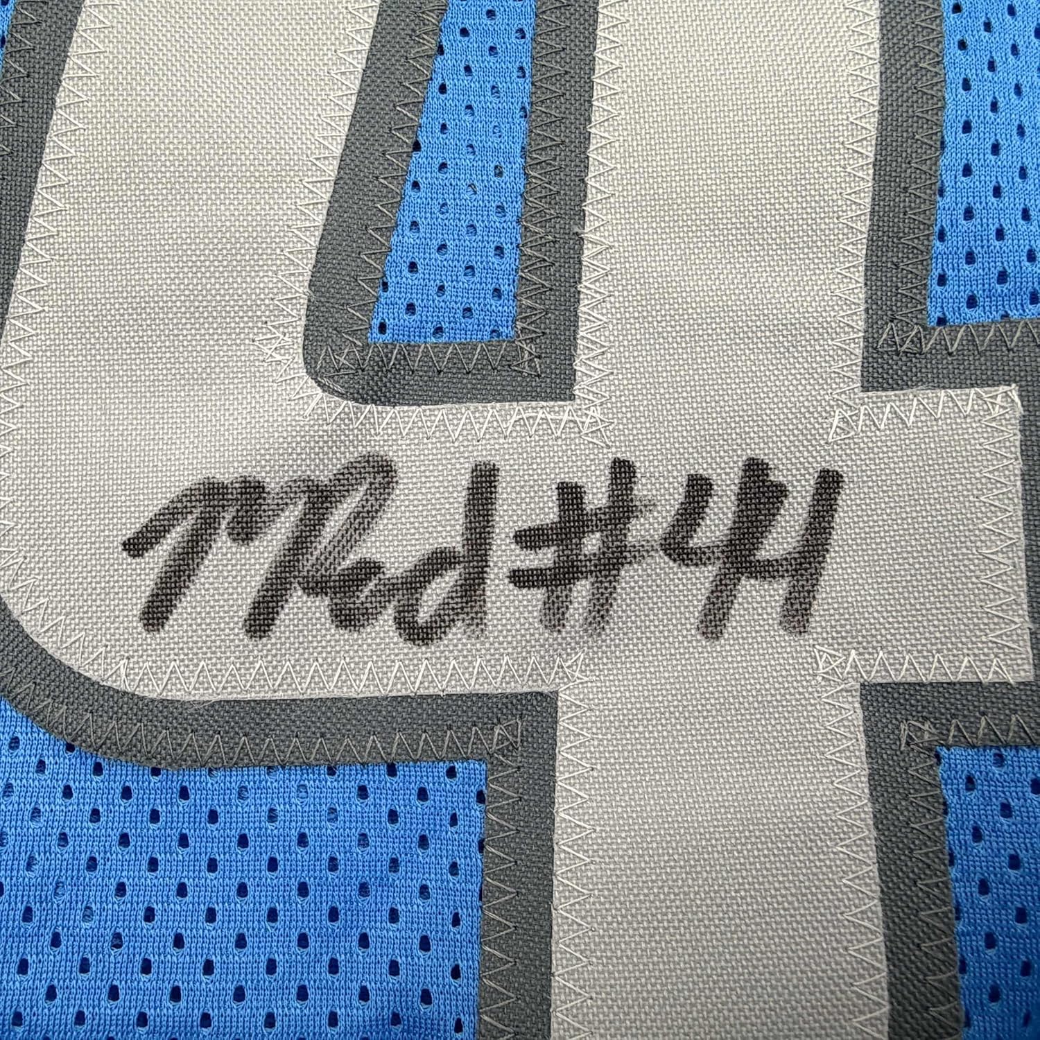 Framed Autographed/Signed Malcolm Rodriguez 35x39 Detroit Blue Football Jersey Beckett BAS COA - Image 2