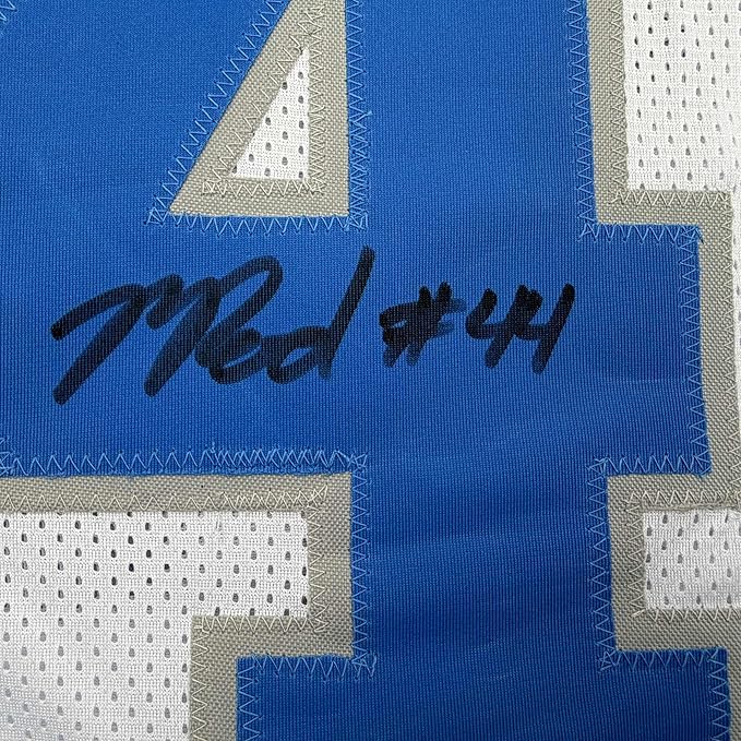 Framed Autographed/Signed Malcolm Rodriguez 35x39 Detroit White Football Jersey Beckett BAS COA - Image 2